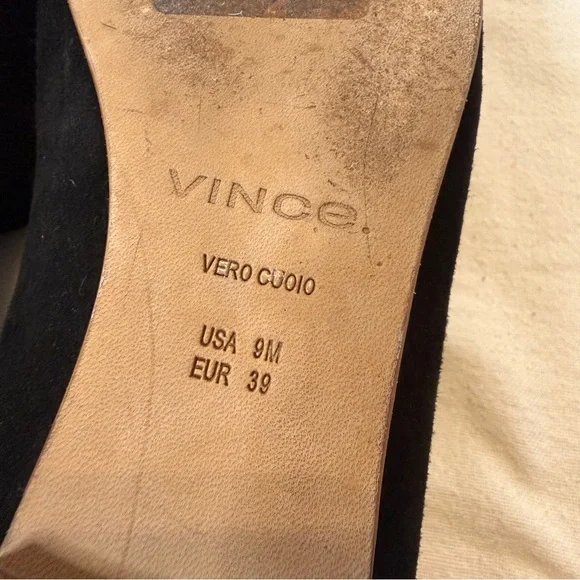VINCE Black Suede Leather Loafers Vero Cuoio Size 9 - Picture 9 of 9